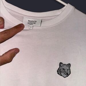 Maison Kitsune White Tee with Fox Embroidery